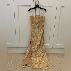 Helsi Strapless Scallop-Print Maxi Dress